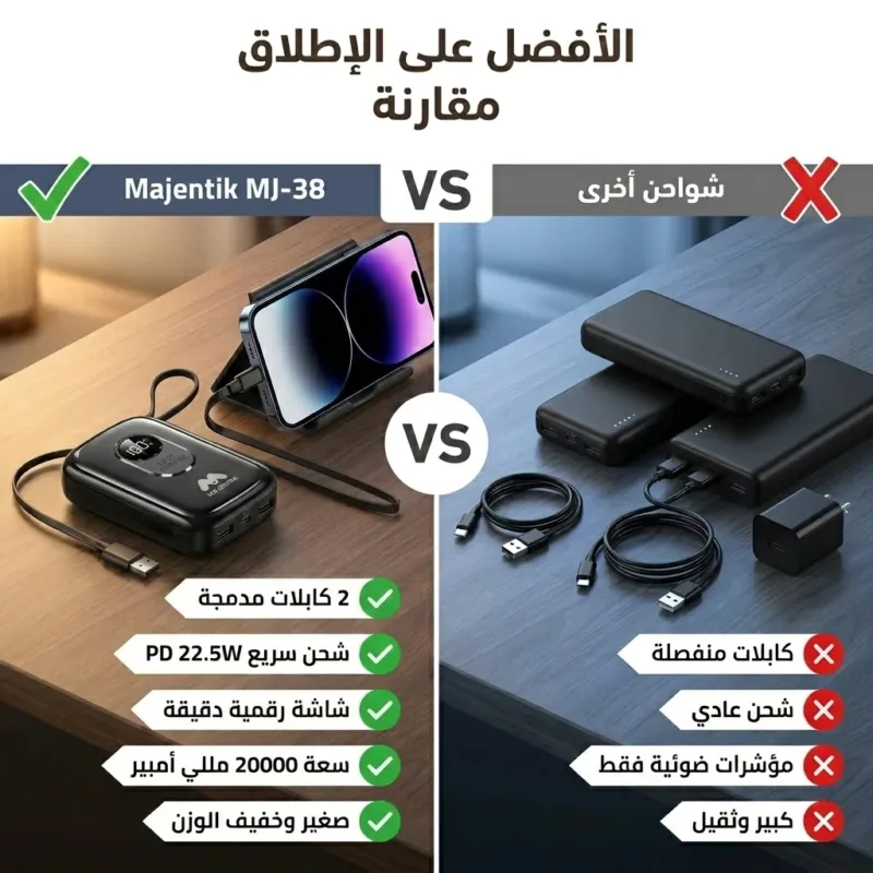 Majentik MJ-38 - باور بانك بقوة 20000 مللي أمبير – الشحن السريع في جيبك!